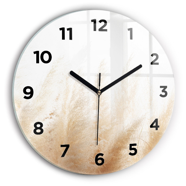 Round glass wall clock Ears of grain