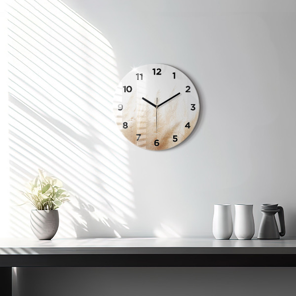 Round glass wall clock Ears of grain