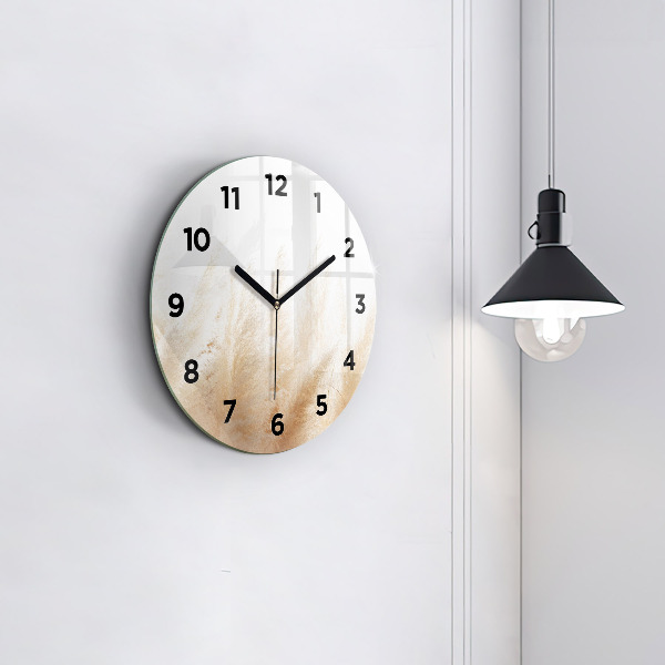 Round glass wall clock Ears of grain