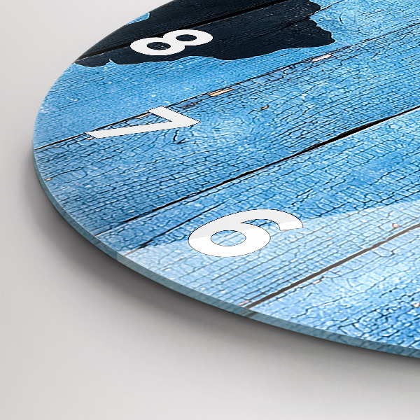 Round glass wall clock World map on boards