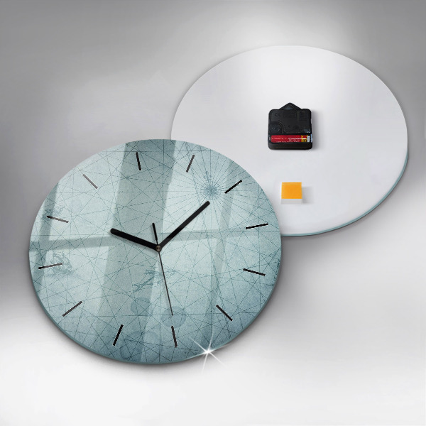 Round glass wall clock Vintage map