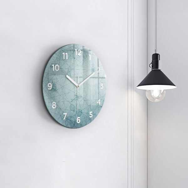 Round glass wall clock Vintage map