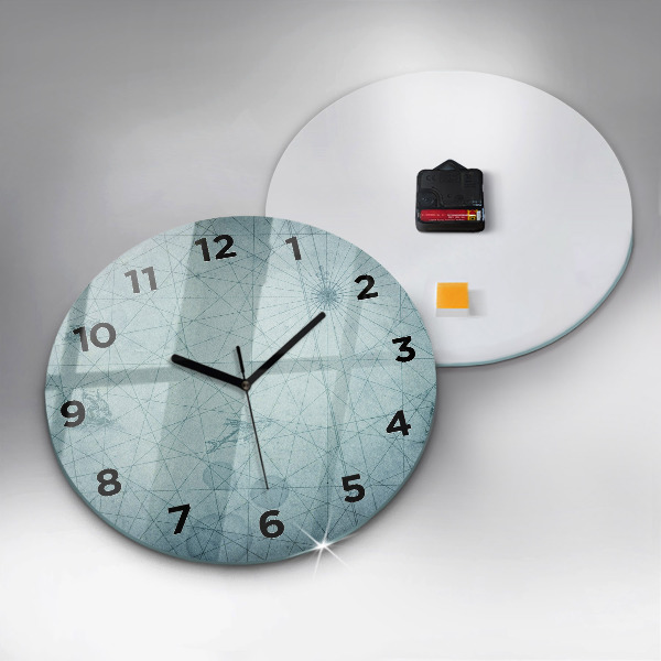 Round glass wall clock Vintage map