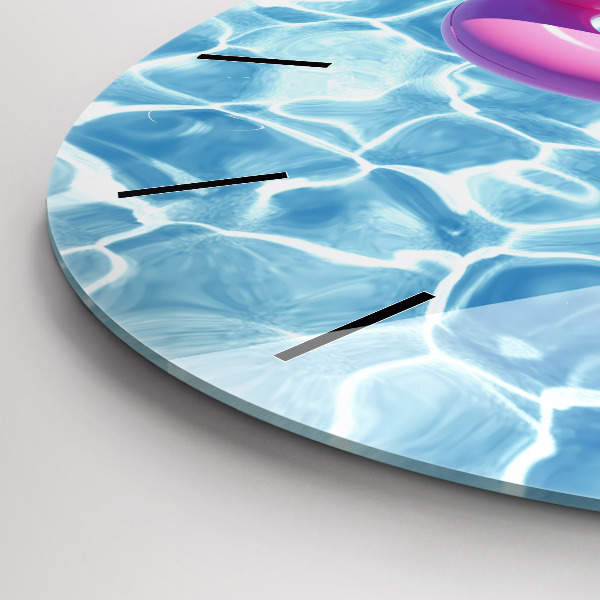 Round glass wall clock Flamingo inflatables