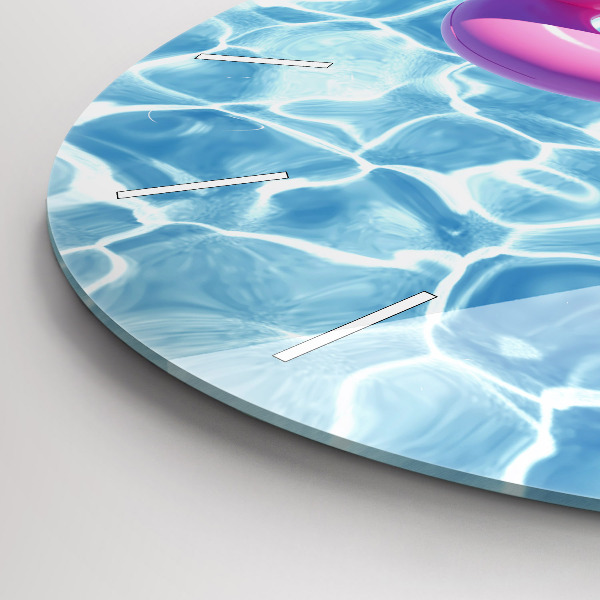 Round glass wall clock Flamingo inflatables