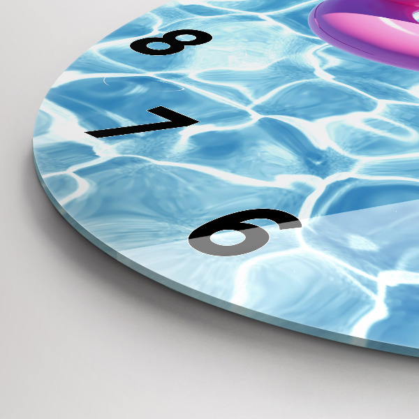 Round glass wall clock Flamingo inflatables