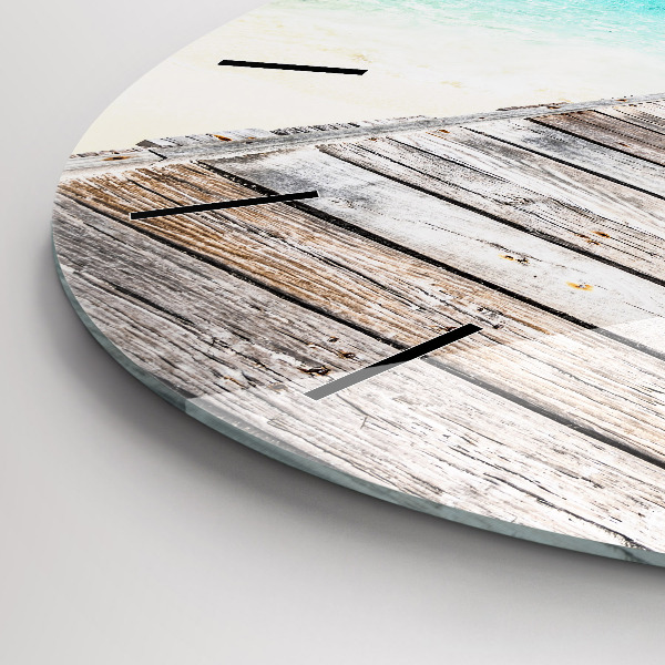 Round glass wall clock Tropical island
