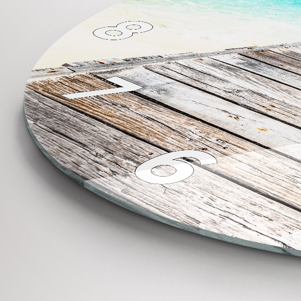 Round glass wall clock Tropical island