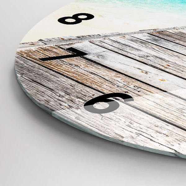 Round glass wall clock Tropical island