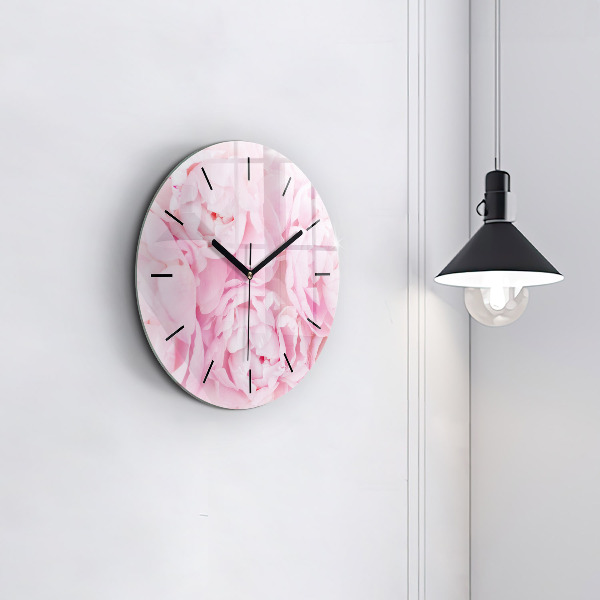 Round glass wall clock Blooming flowers