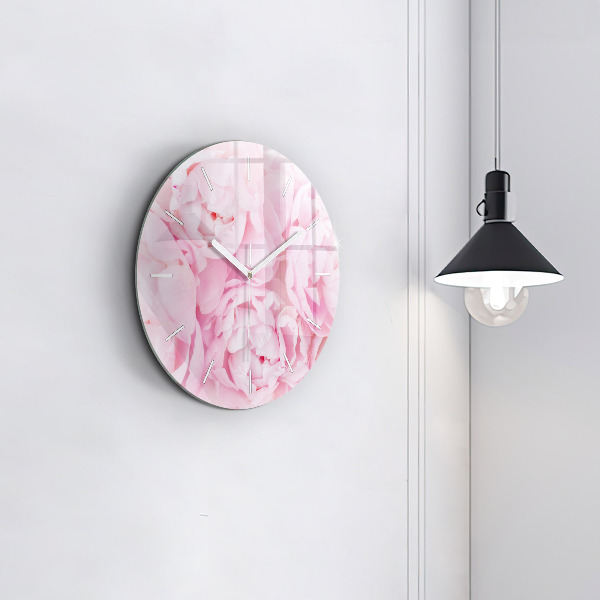 Round glass wall clock Blooming flowers