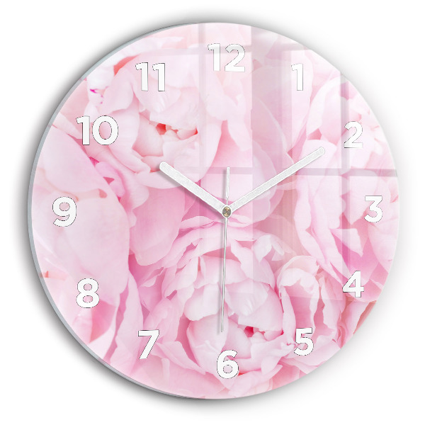 Round glass wall clock Blooming flowers