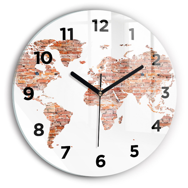 Round glass wall clock Old brick map
