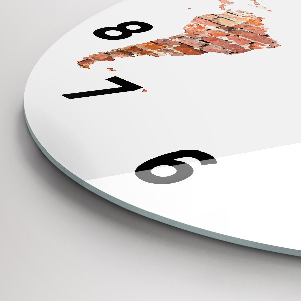 Round glass wall clock Old brick map