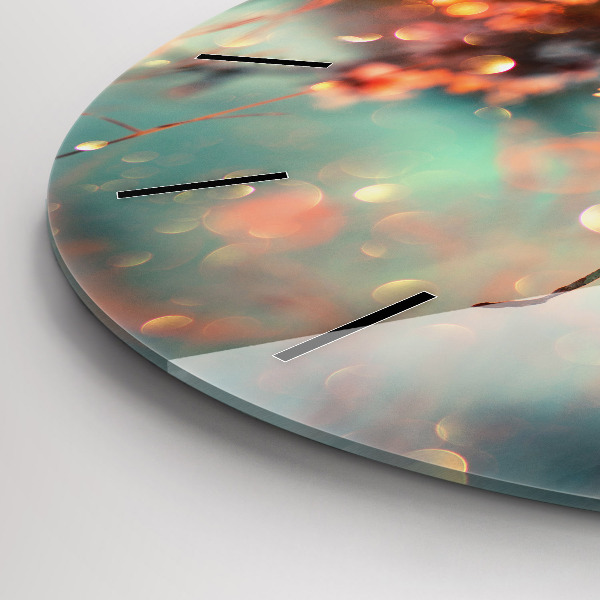 Round glass wall clock Spring flowers