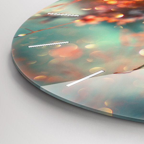 Round glass wall clock Spring flowers