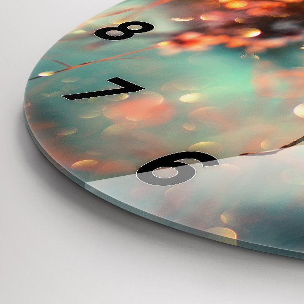 Round glass wall clock Spring flowers