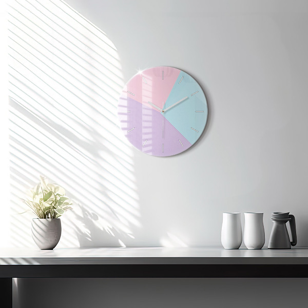 Round glass wall clock Pastel pattern