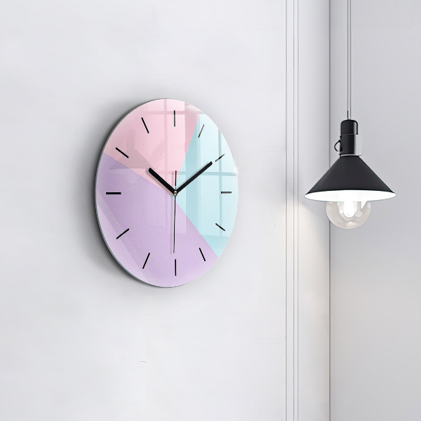 Round glass wall clock Pastel pattern