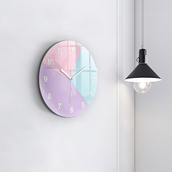 Round glass wall clock Pastel pattern