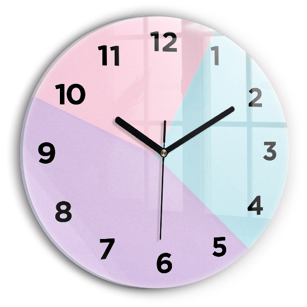 Round glass wall clock Pastel pattern