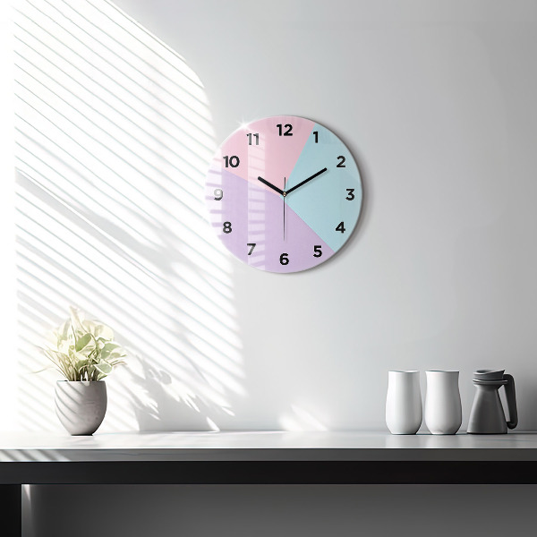 Round glass wall clock Pastel pattern
