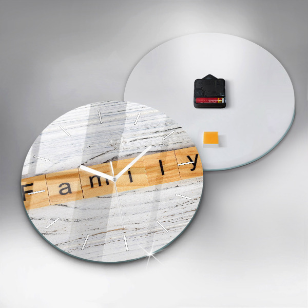 Round glass wall clock The inscription Family