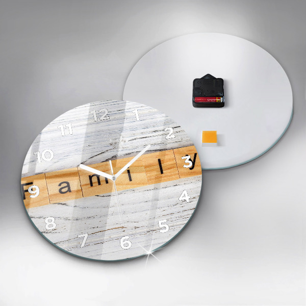 Round glass wall clock The inscription Family