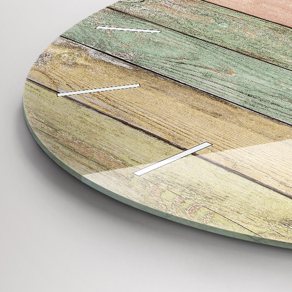 Round glass wall clock Colorful boards