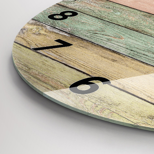 Round glass wall clock Colorful boards