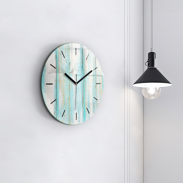 Round glass wall clock Blue boards