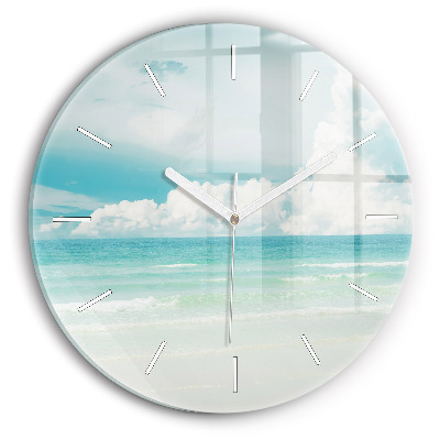 Round glass wall clock Sea landscape