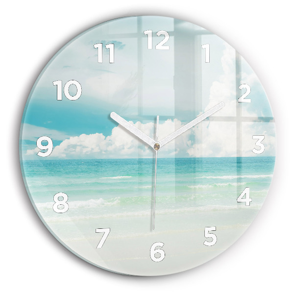 Round glass wall clock Sea landscape