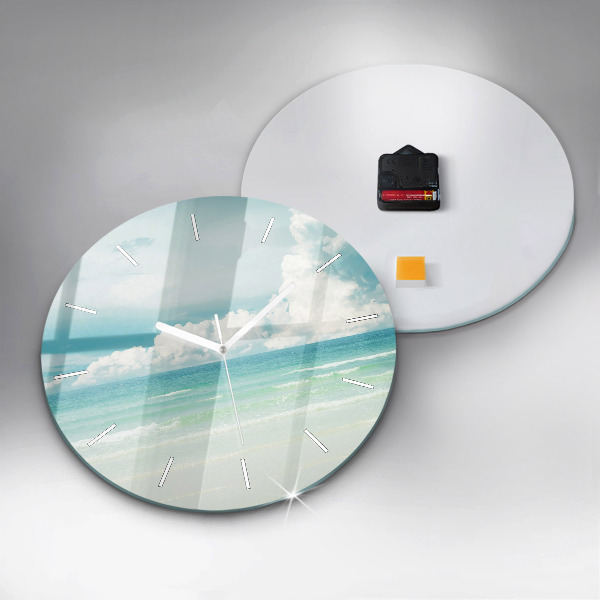 Round glass wall clock Sea landscape