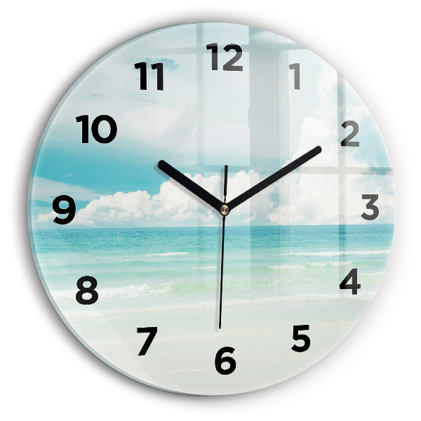 Round glass wall clock Sea landscape