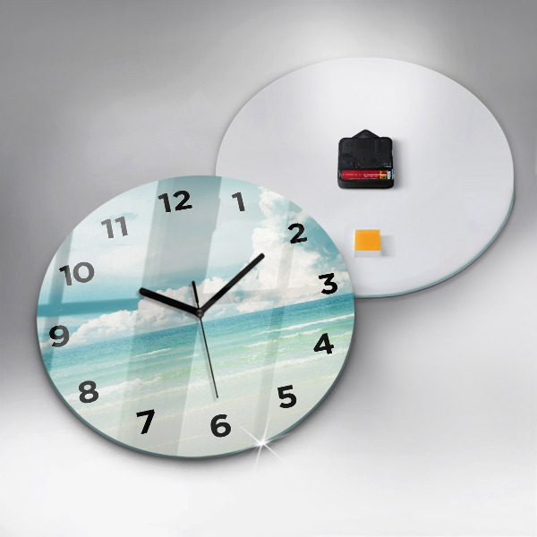 Round glass wall clock Sea landscape
