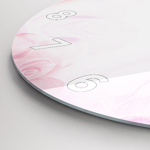 Round glass wall clock Roses abstract