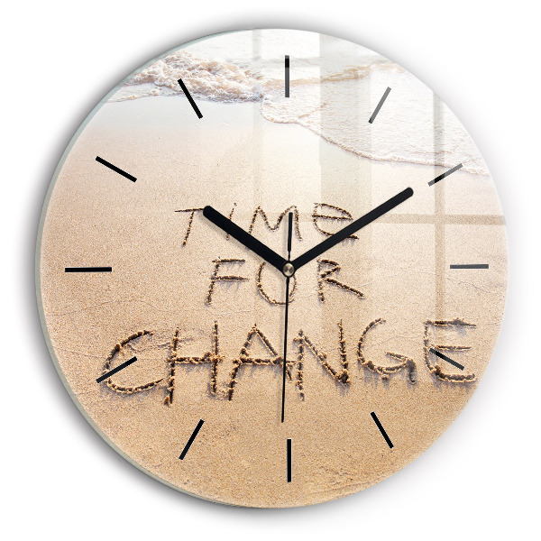 Round glass wall clock Beach Quote