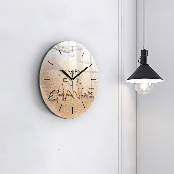 Round glass wall clock Beach Quote