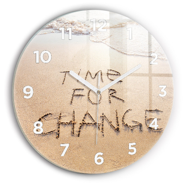 Round glass wall clock Beach Quote