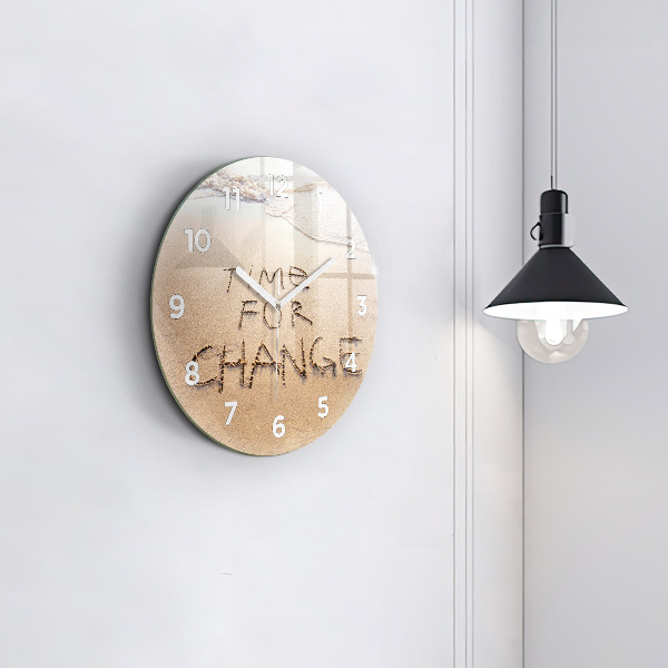 Round glass wall clock Beach Quote