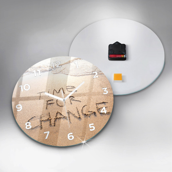 Round glass wall clock Beach Quote