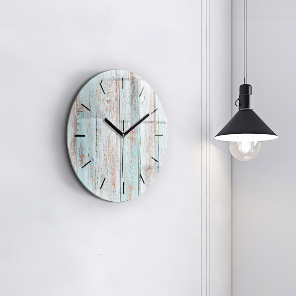 Round glass wall clock Pastel Wood