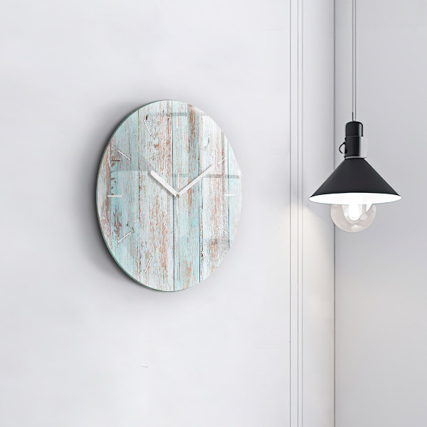 Round glass wall clock Pastel Wood