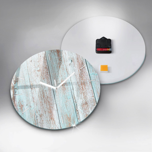 Round glass wall clock Pastel Wood