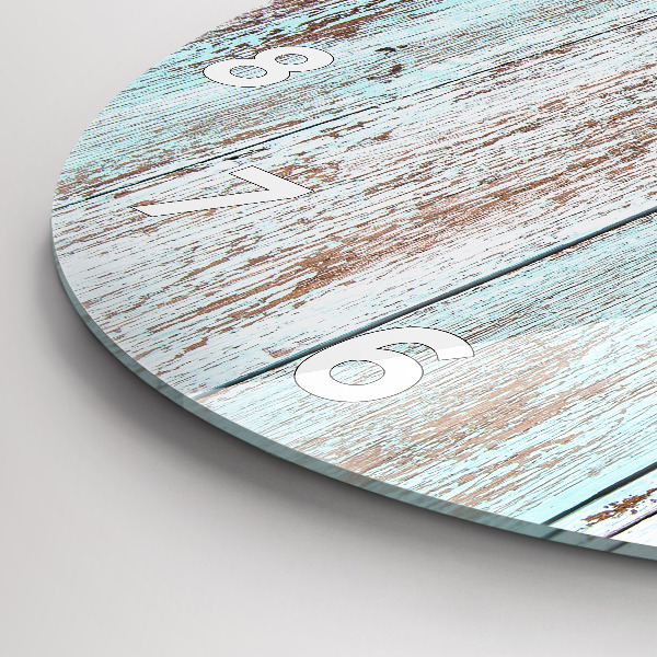 Round glass wall clock Pastel Wood