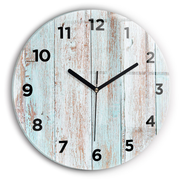 Round glass wall clock Pastel Wood
