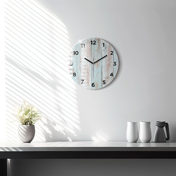 Round glass wall clock Pastel Wood