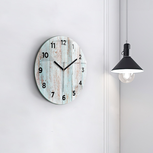 Round glass wall clock Pastel Wood