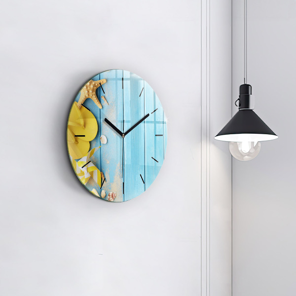 Round glass wall clock Beach accessories and boards